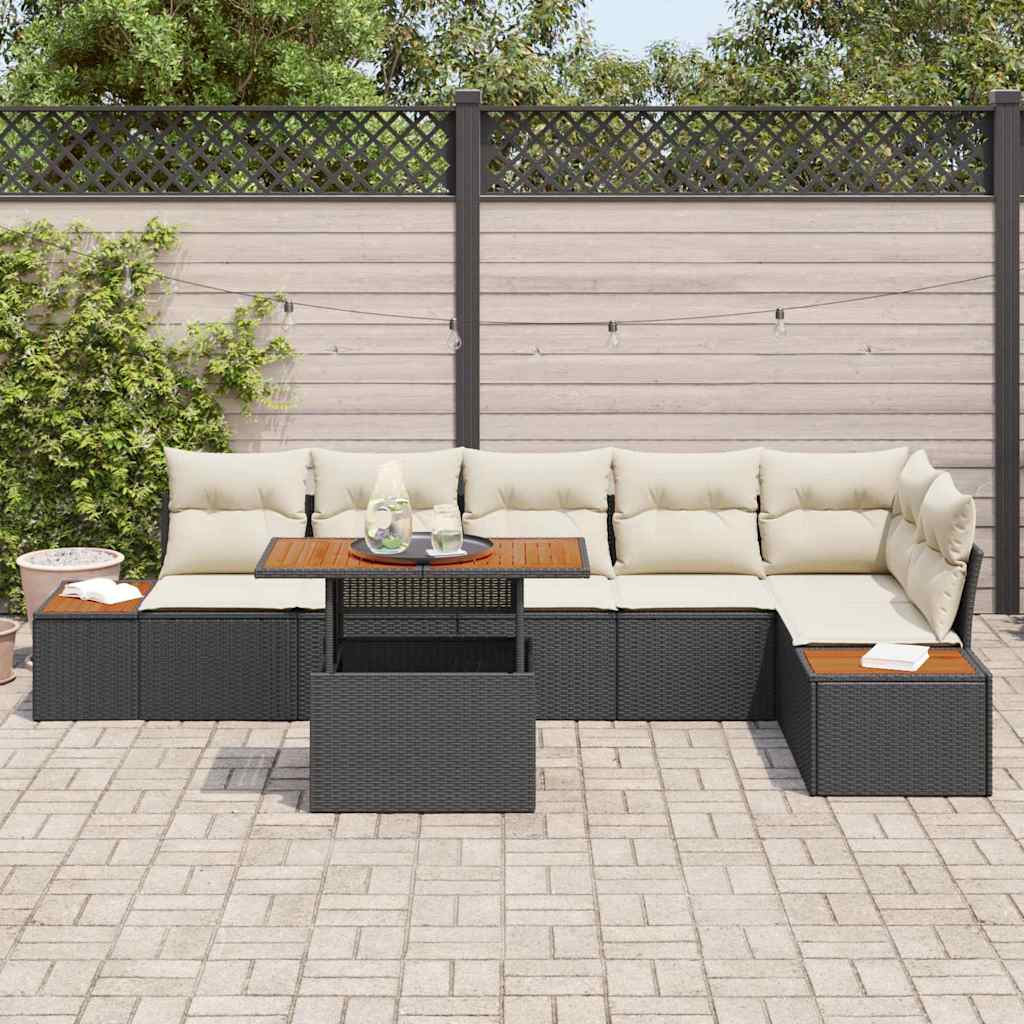 Have Spisebordssæt med pude 7 pcs Sort og Beige