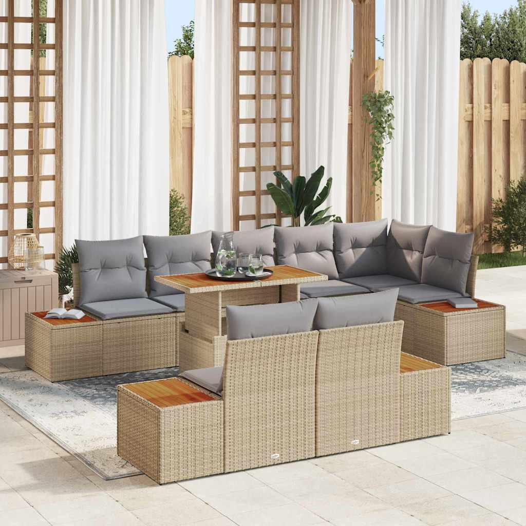 Have Spisebordssæt med pude 9 pcs Beige og grå