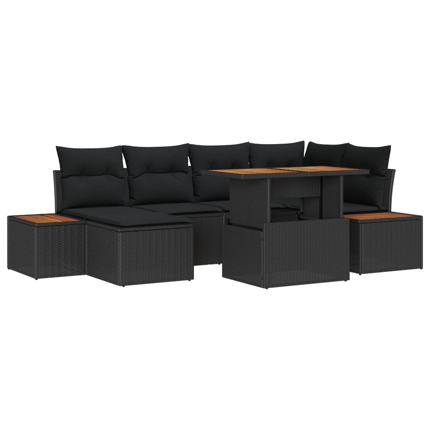 Havesofa Sæt 7 pcs Sort og Brunt