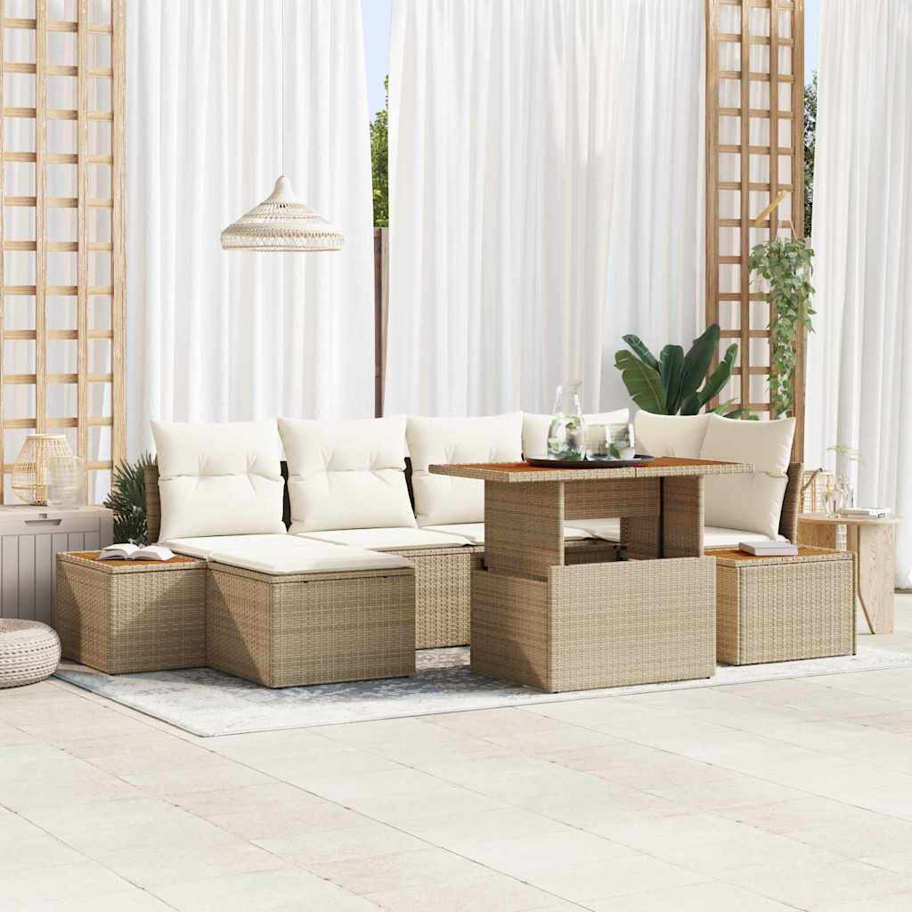 Havesofa Sæt 7 pcs Beige og creme