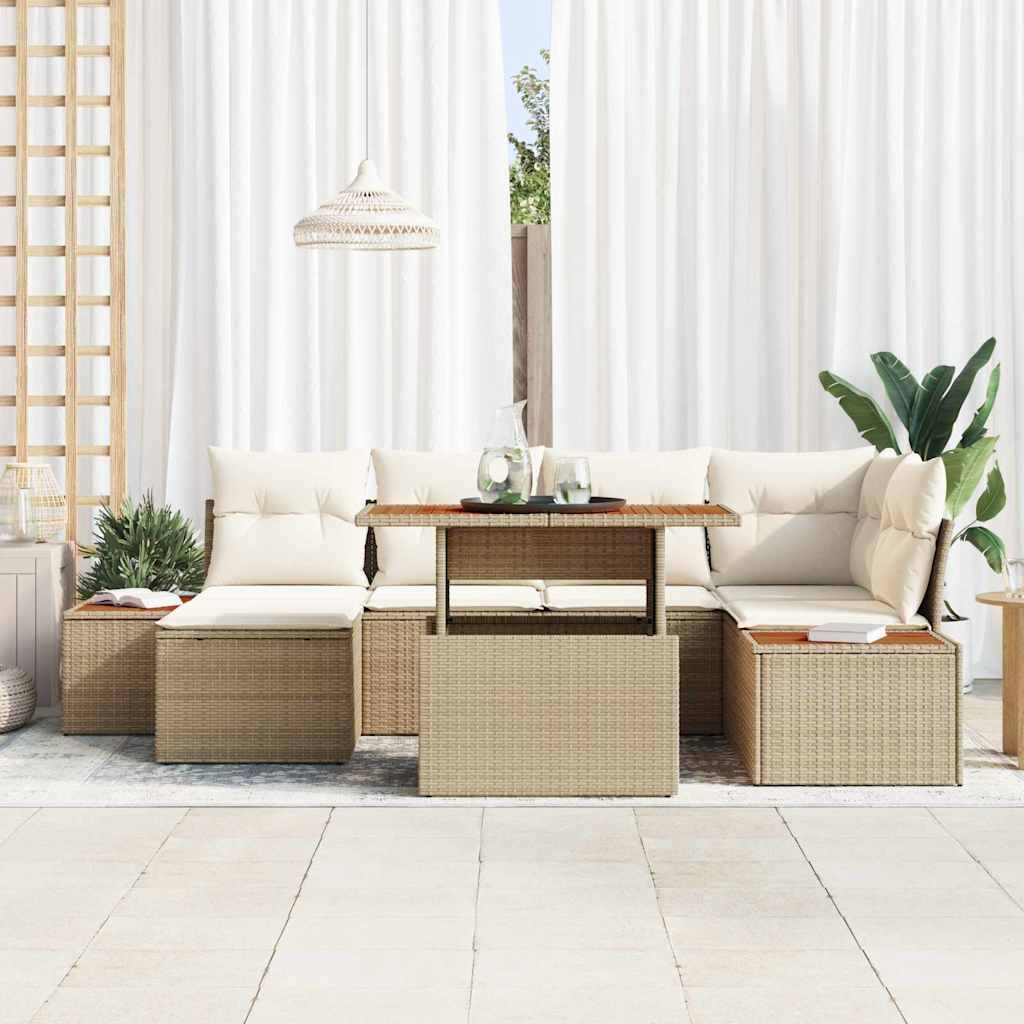 Havesofa Sæt 7 pcs Beige og creme