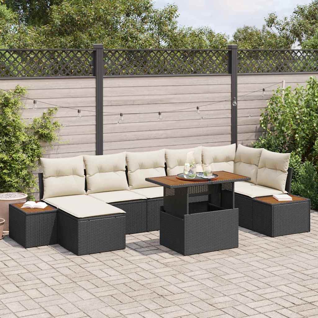 Have Spisebordssæt med pude 8 pcs Sort og Beige