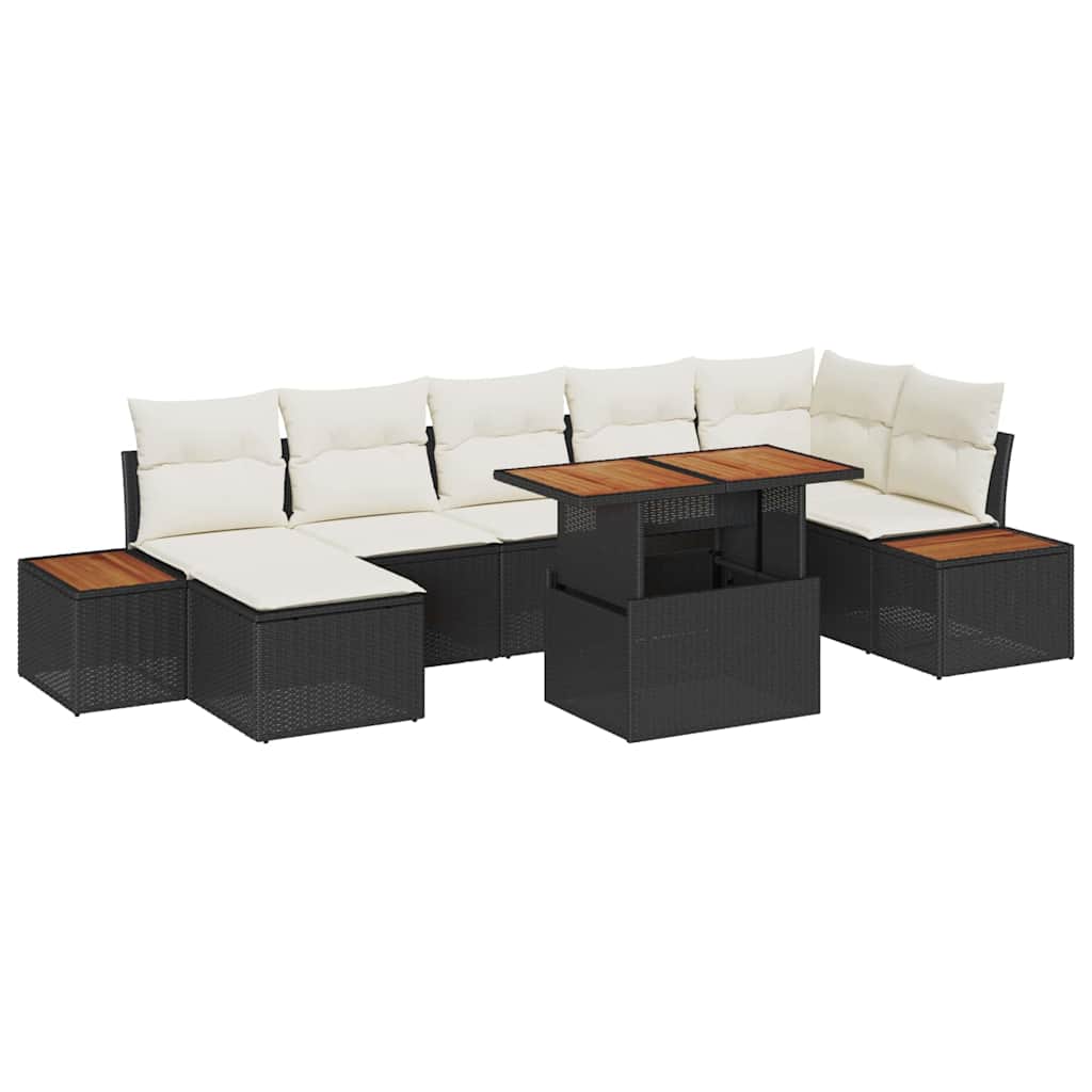 Have Spisebordssæt med pude 8 pcs Sort og Beige
