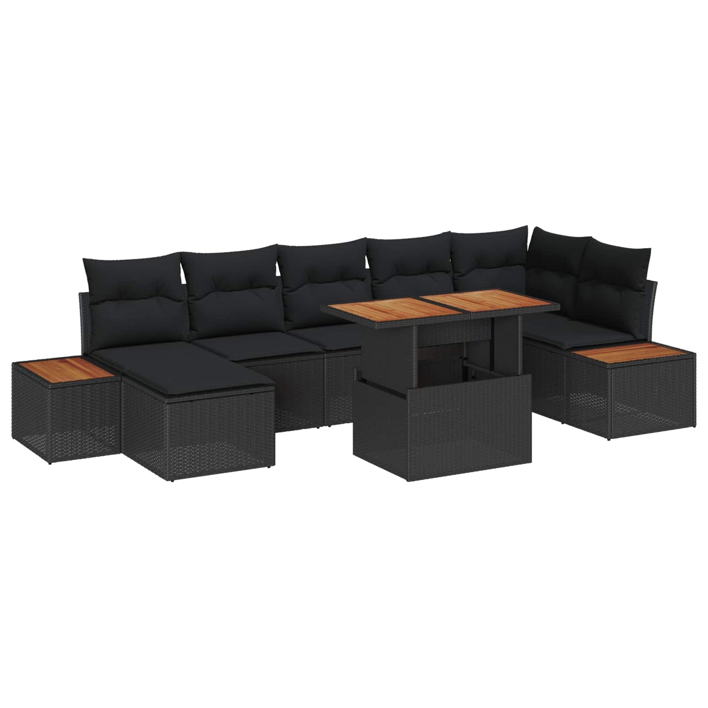 Have Spisebordssæt med pude 8 pcs Sort og Brunt