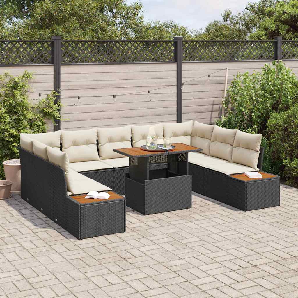 Have Spisebordssæt med pude 10 pcs Sort og Beige