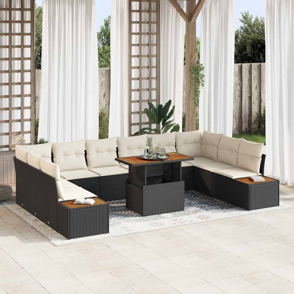 Have Spisebordssæt med pude 11 pcs Sort og Beige