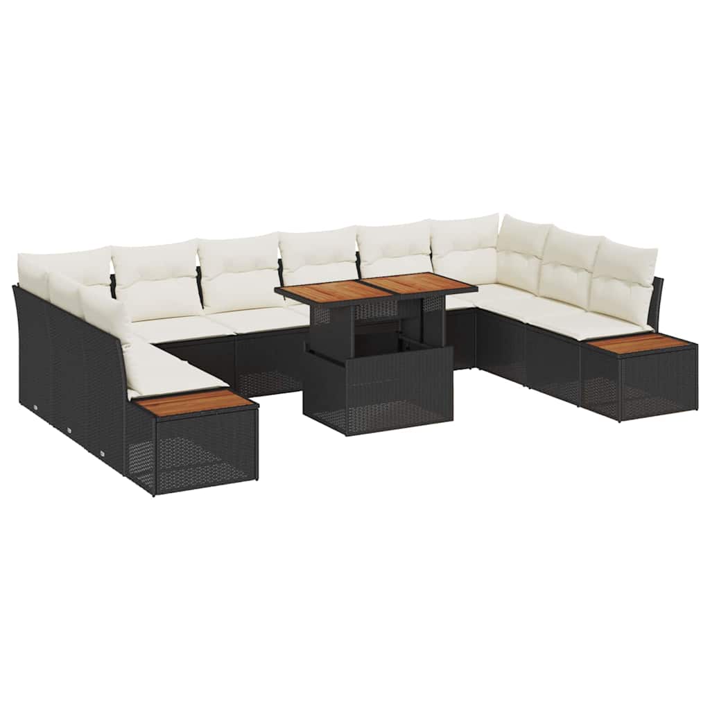 Have Spisebordssæt med pude 11 pcs Sort og Beige