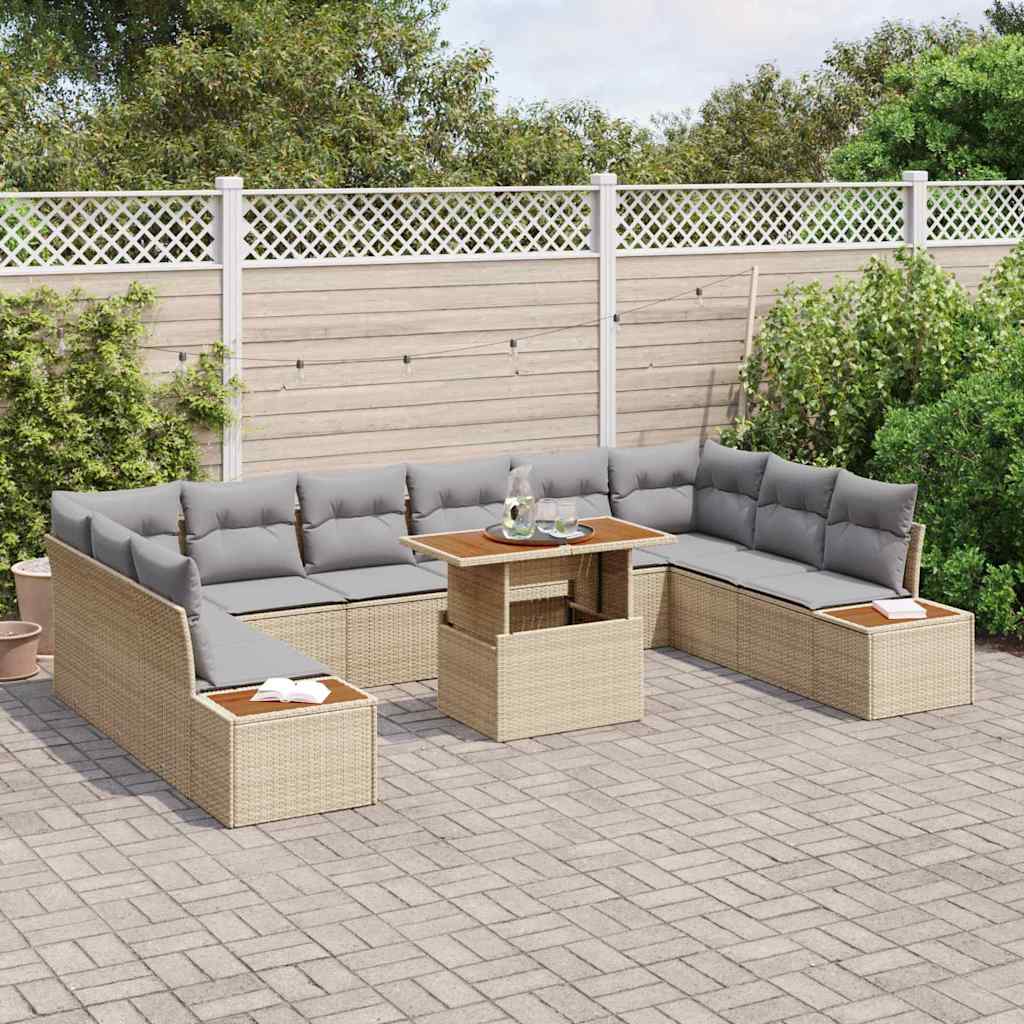 Have Spisebordssæt med pude 11 pcs Beige og grå
