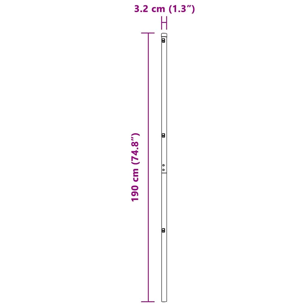 Indlejret hegnspost 26 stk. Sølv Pulverlakeret stål