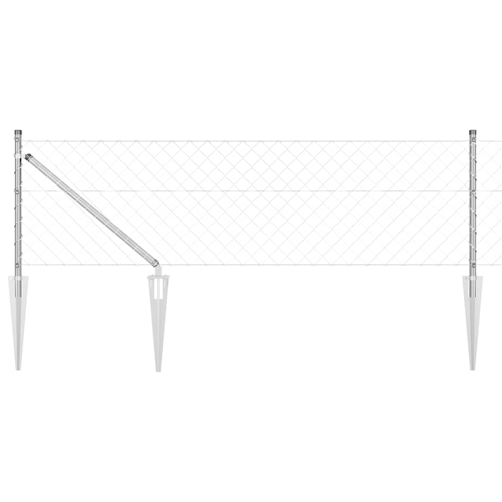 Kædehegn med pigge 25 x 0,6 m Galvaniseret stål Sølv Mesh