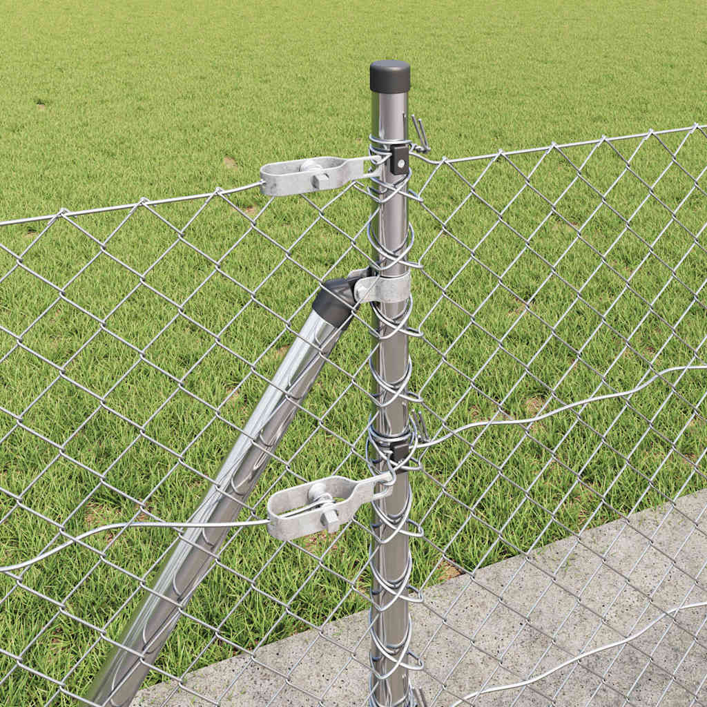 Kædehegn med betonbund 25 x 0,6 m Galvaniseret stål Sølv Mesh