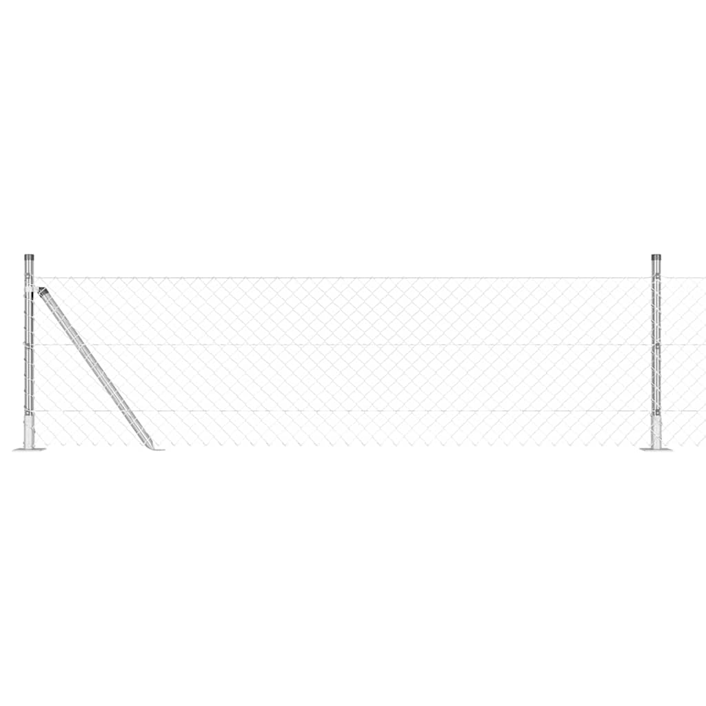 Kædehegn med betonbund 25 x 0,6 m Galvaniseret stål Sølv Mesh