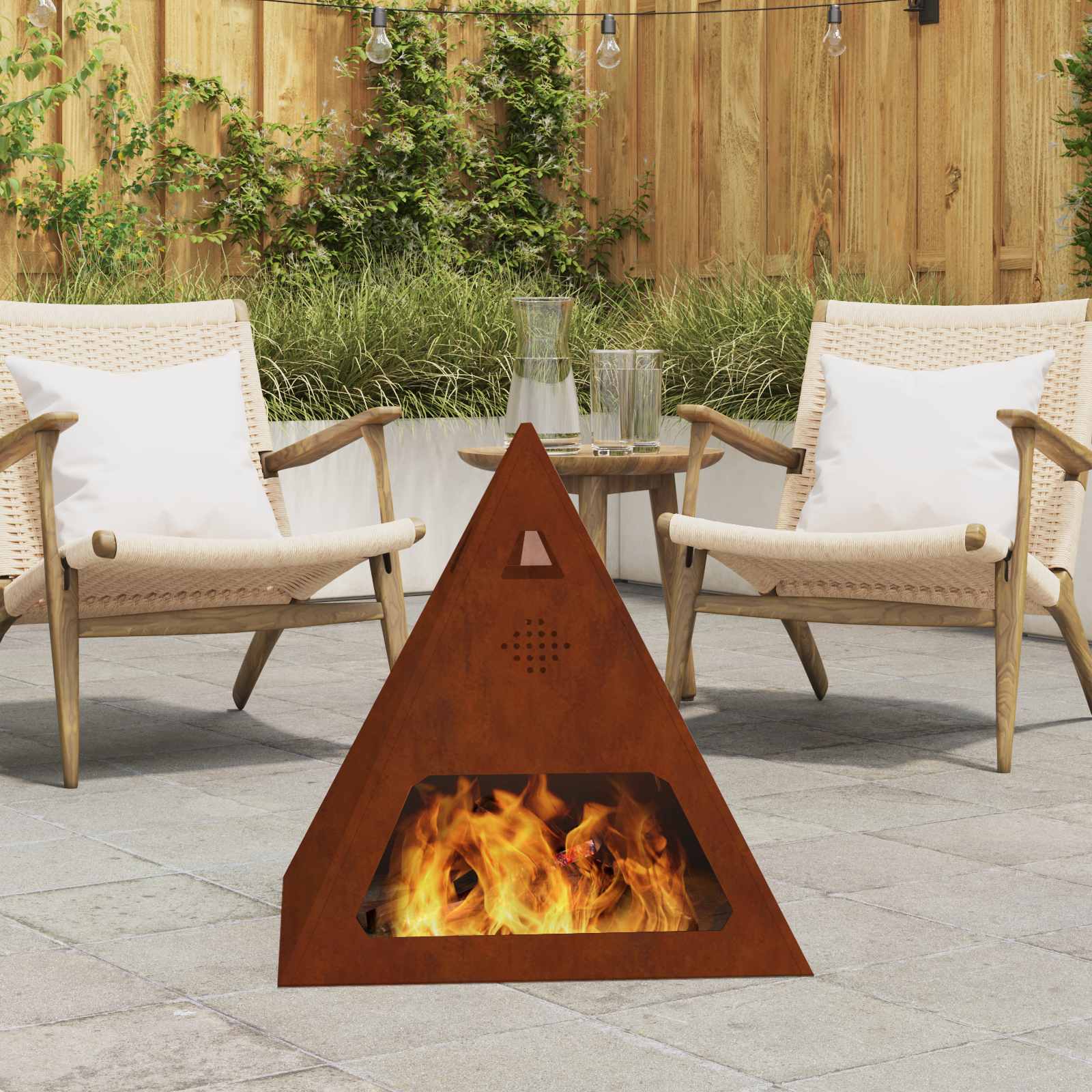 Pyramide bålsted i cortenstål - brun 50 × 50 × 51 cm