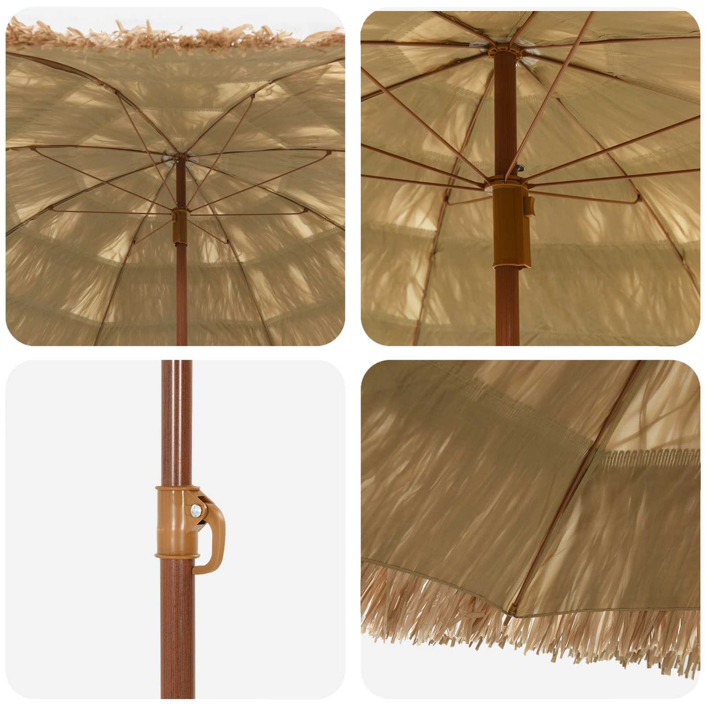 Strand Parasol Naturfarvet 160 x 160 x 196 cm Polyester og Stål