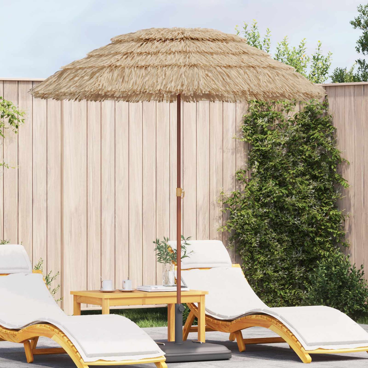 Strand Parasol Naturfarvet 160 x 160 x 196 cm Polyester og Stål