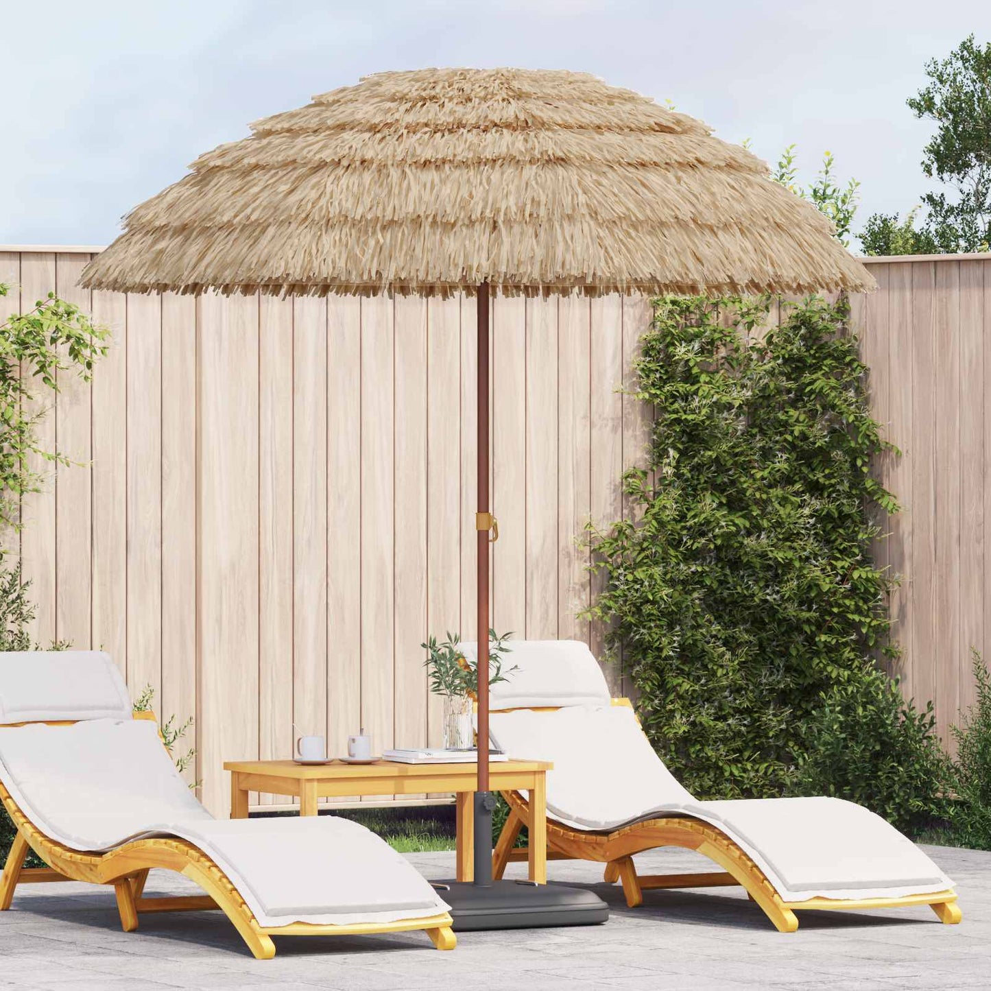 Strand Parasol Naturfarvet 205 x 205 x 210 cm Polyester og Stål