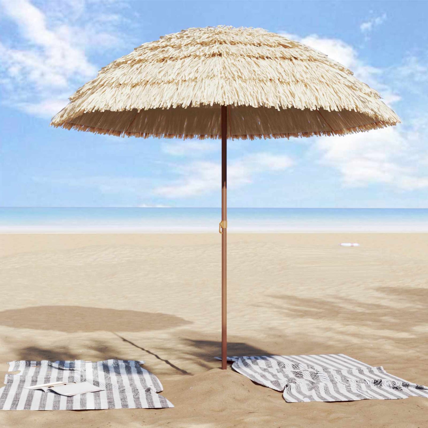 Strand Parasol Naturfarvet 205 x 205 x 210 cm Polyester og Stål