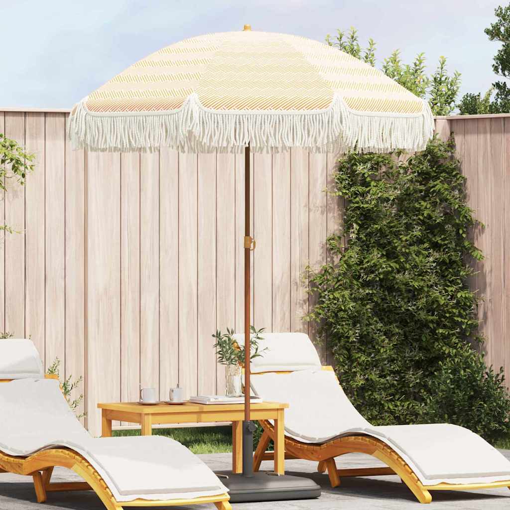 Strand Parasol Gul og Hvid 160 x 160 x 196 cm Polyester og Stål