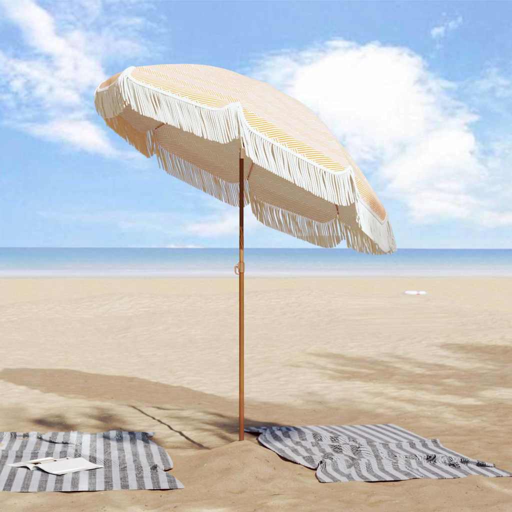 Strand Parasol Gul og Hvid 160 x 160 x 196 cm Polyester og Stål