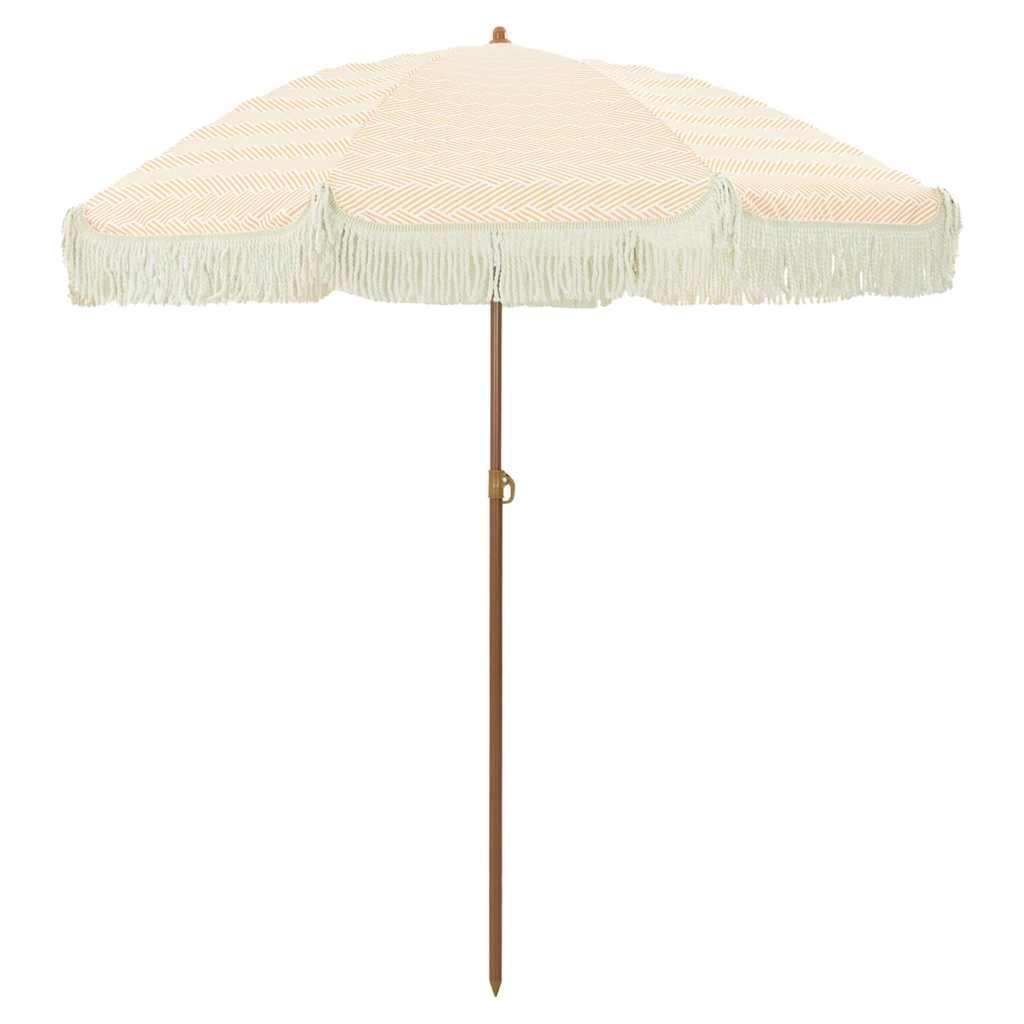 Strand Parasol Gul og Hvid 160 x 160 x 196 cm Polyester og Stål