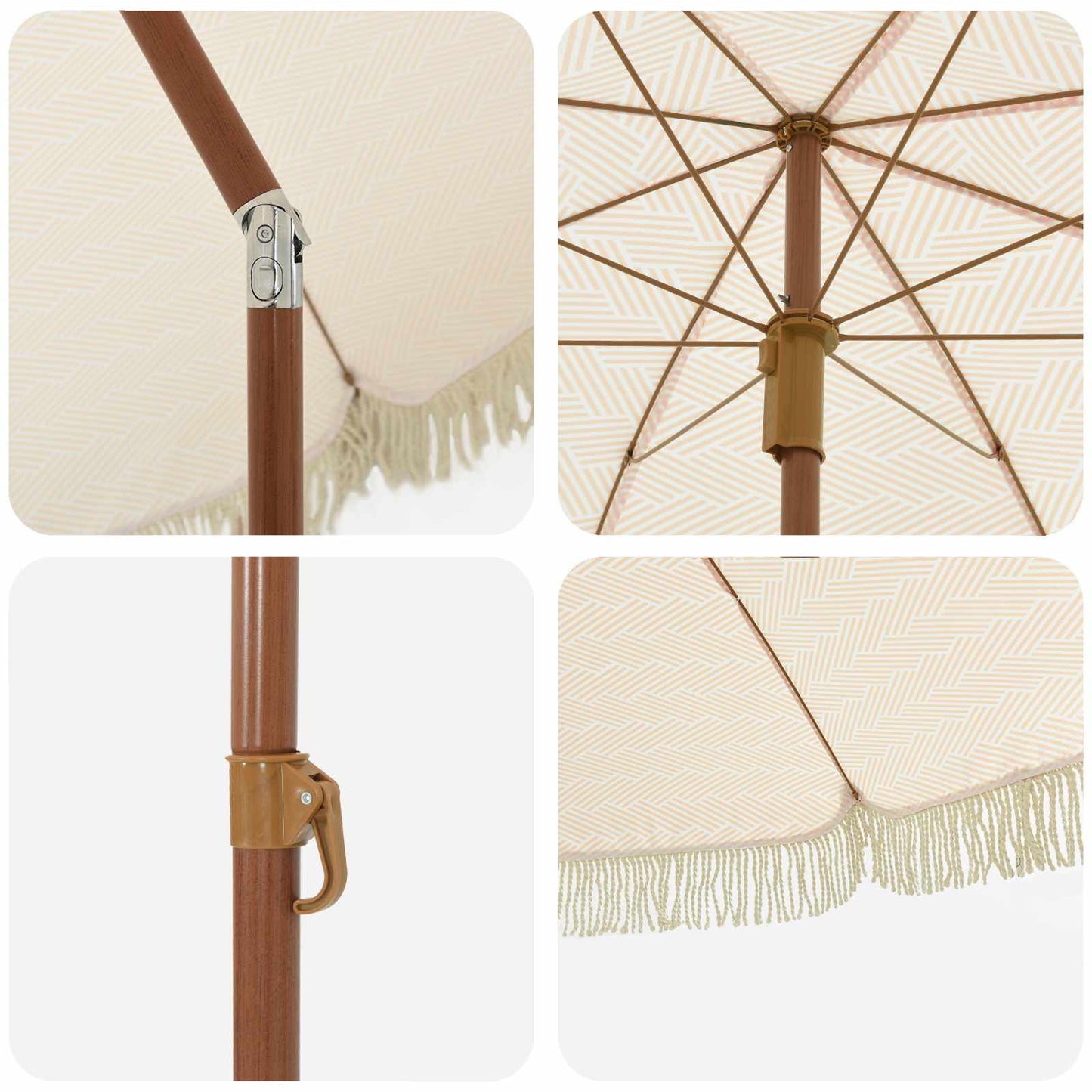 Strand Parasol Gul og Hvid 205 x 205 x 210 cm Polyester og Stål