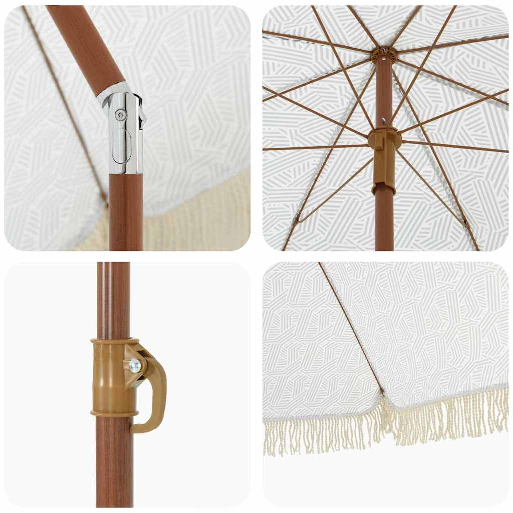 Strand Parasol Grå og Hvid 160 x 160 x 196 cm Polyester og Stål
