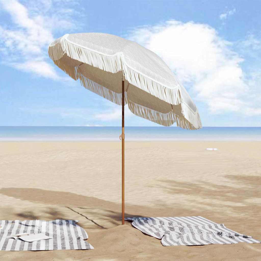 Strand Parasol Grå og Hvid 160 x 160 x 196 cm Polyester og Stål