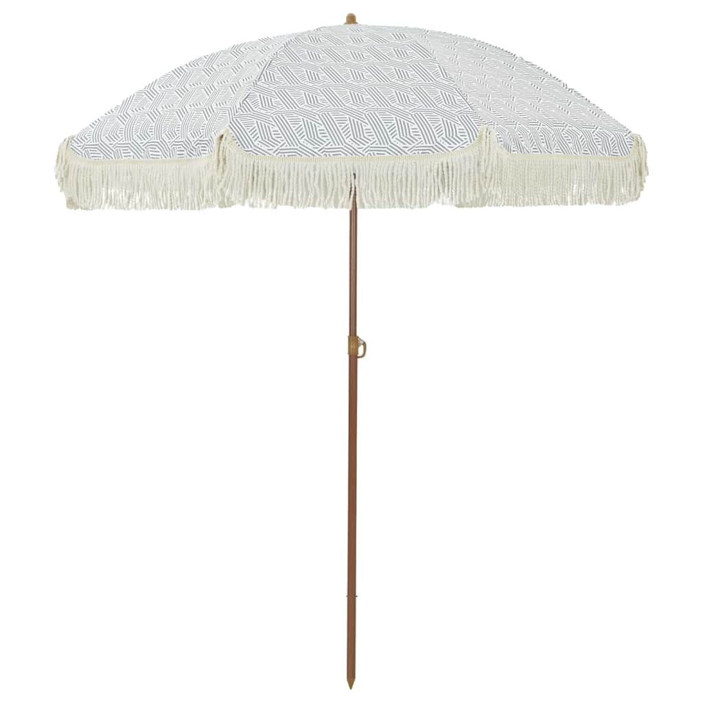 Strand Parasol Grå og Hvid 160 x 160 x 196 cm Polyester og Stål