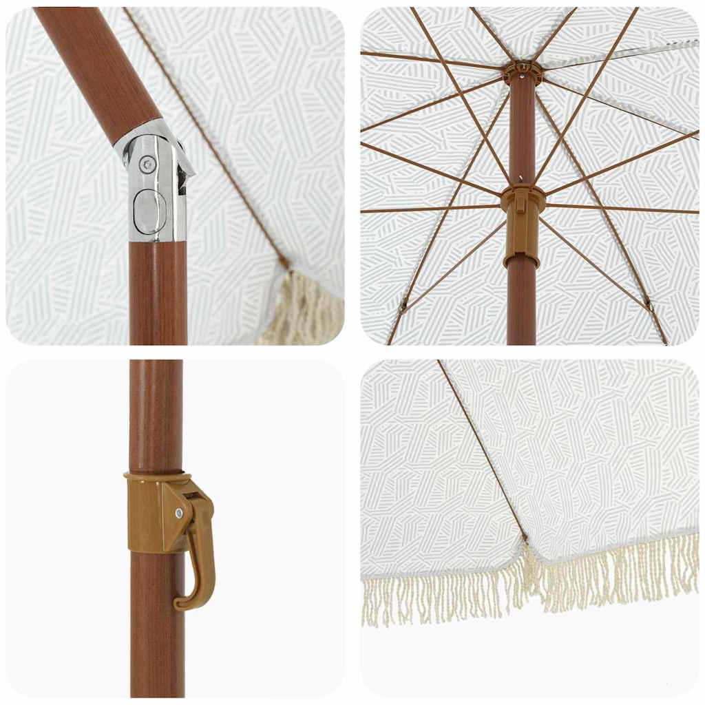 Strand Parasol Grå og Hvid 205 x 205 x 210 cm Polyester og Stål