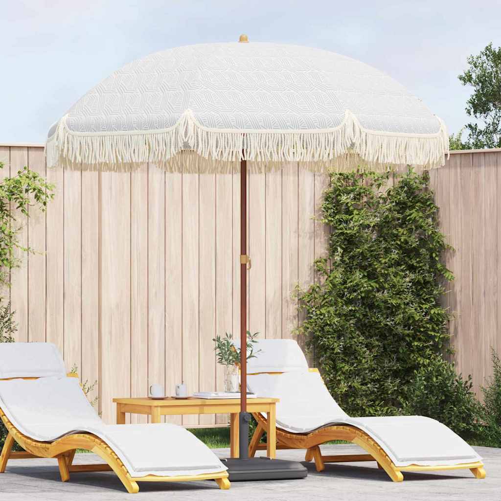 Strand Parasol Grå og Hvid 205 x 205 x 210 cm Polyester og Stål