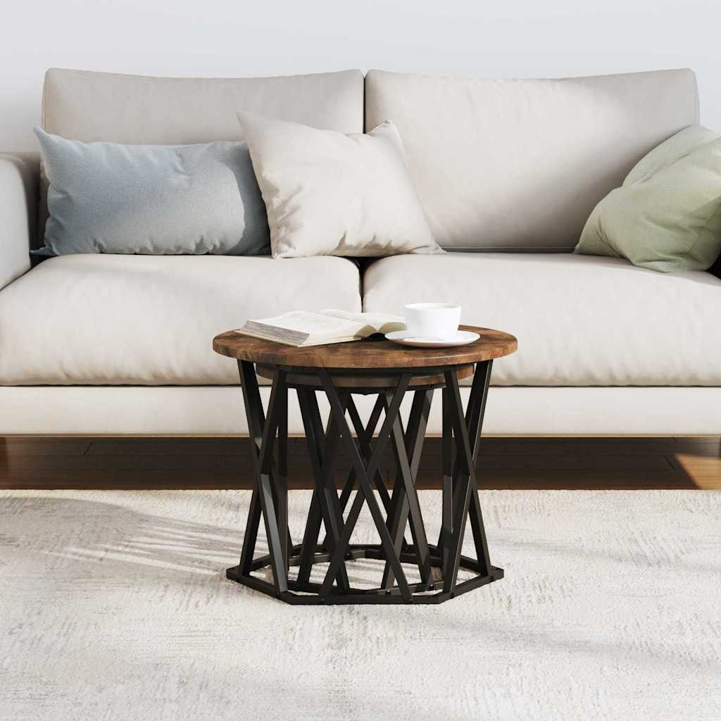Sidebord 2 pcs Røget eg Ingeniørtræ og stål