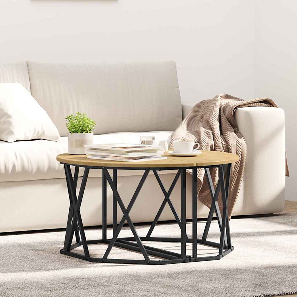 Sofabord Artisan Egetræ 80 x 80 x 42 cm Ingeniørtræ og stål