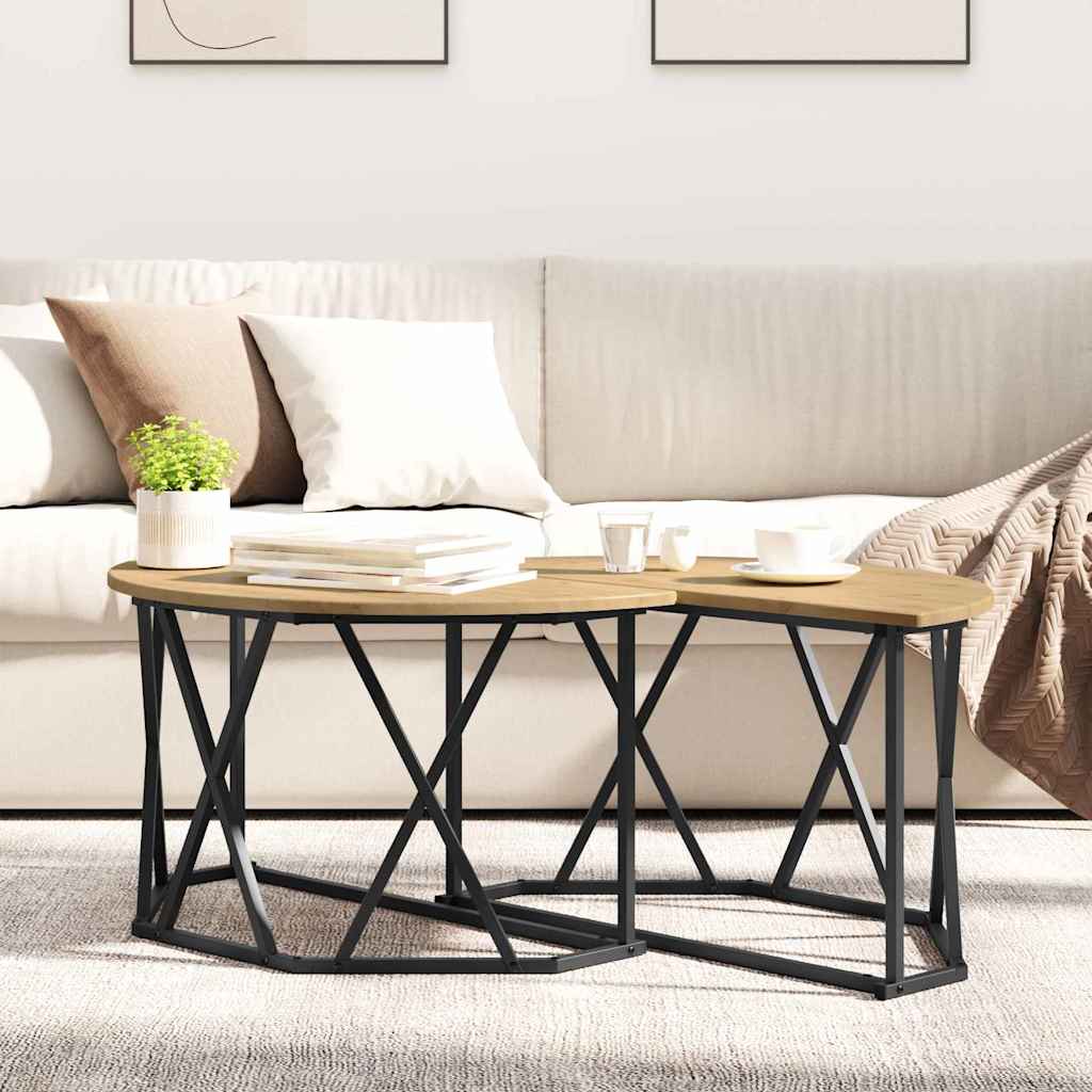 Sofabord Artisan Egetræ 80 x 80 x 42 cm Ingeniørtræ og stål