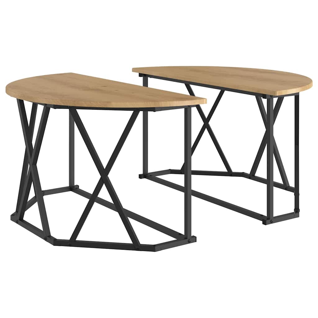 Sofabord Artisan Egetræ 80 x 80 x 42 cm Ingeniørtræ og stål