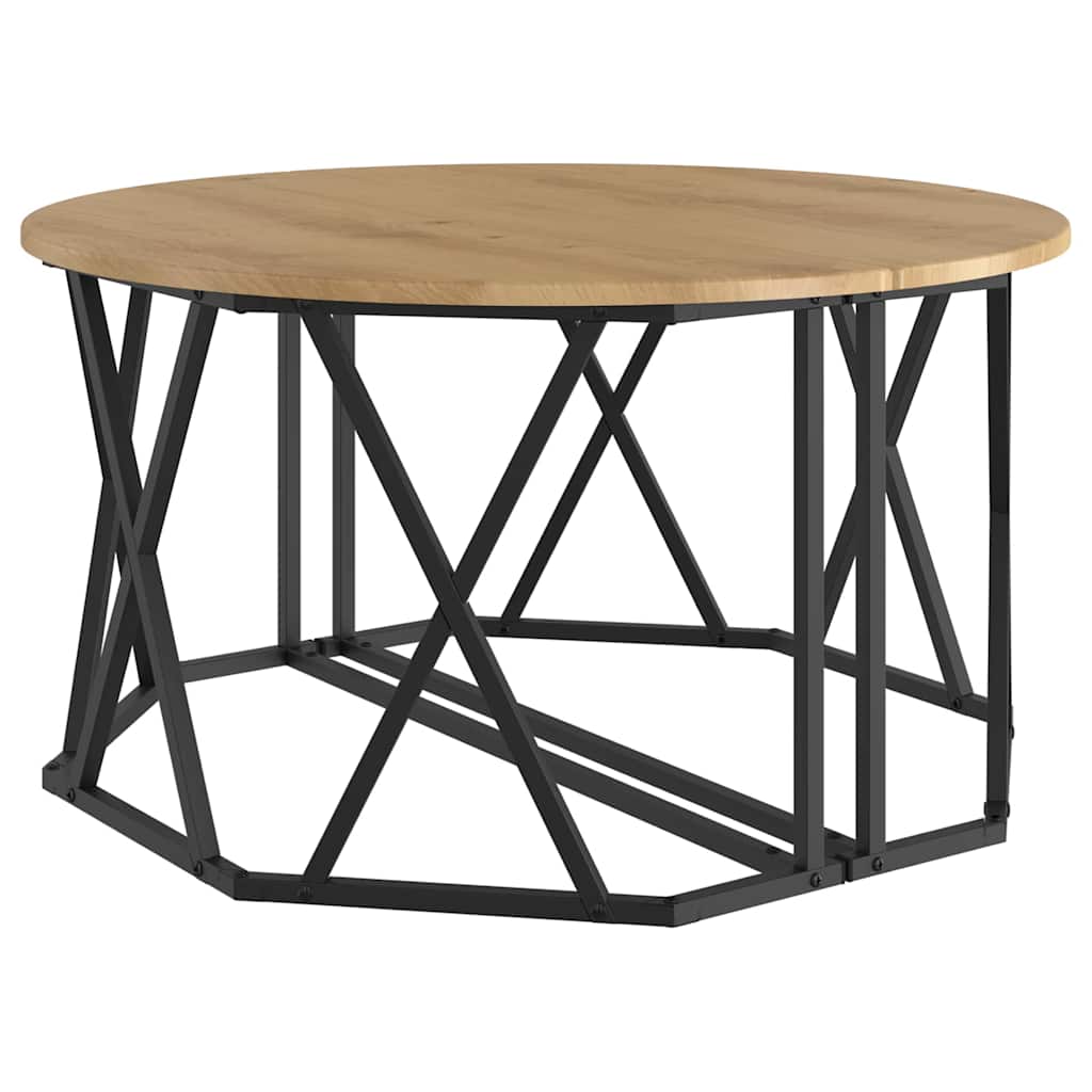 Sofabord Artisan Egetræ 80 x 80 x 42 cm Ingeniørtræ og stål