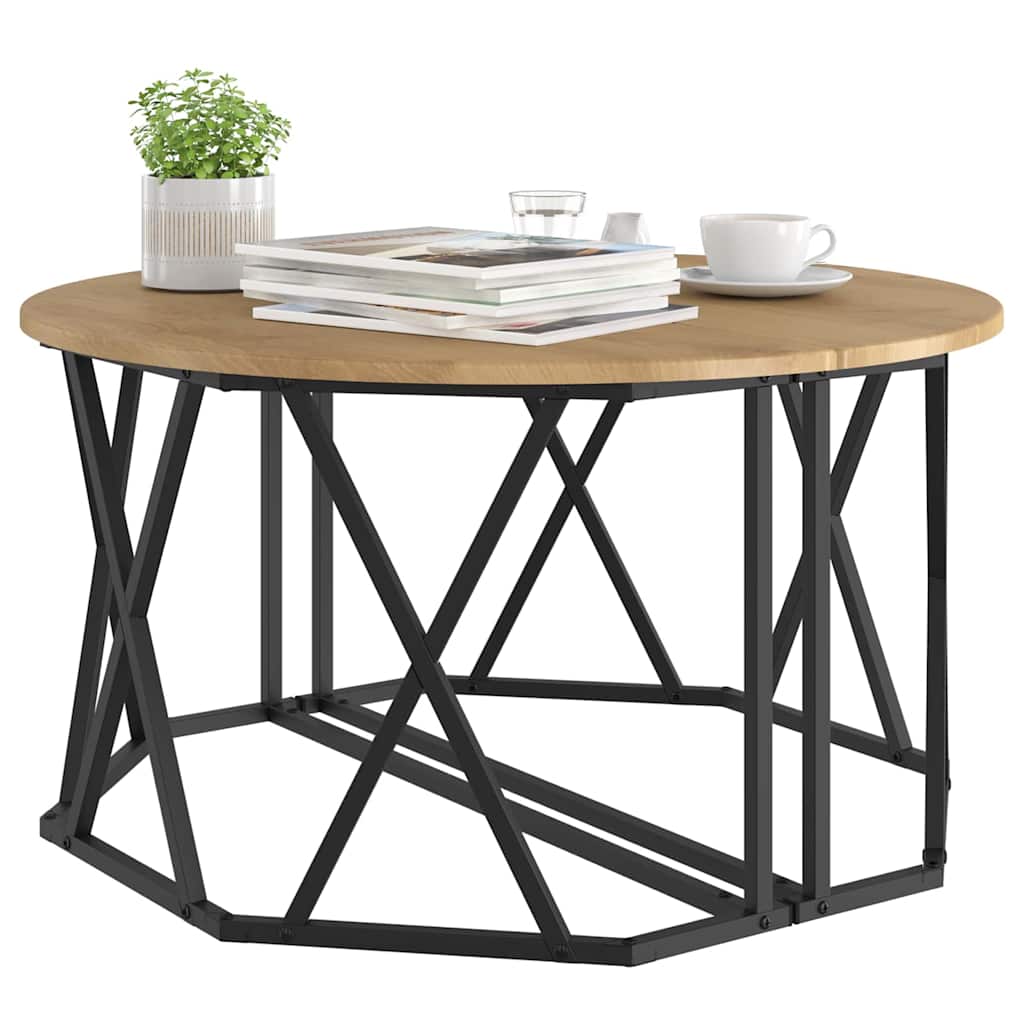 Sofabord Artisan Egetræ 80 x 80 x 42 cm Ingeniørtræ og stål