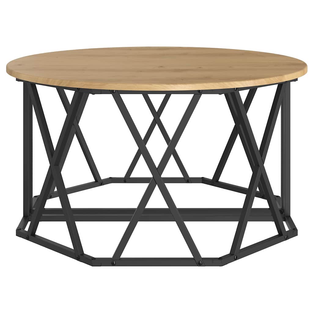 Sofabord Artisan Egetræ 80 x 80 x 42 cm Ingeniørtræ og stål