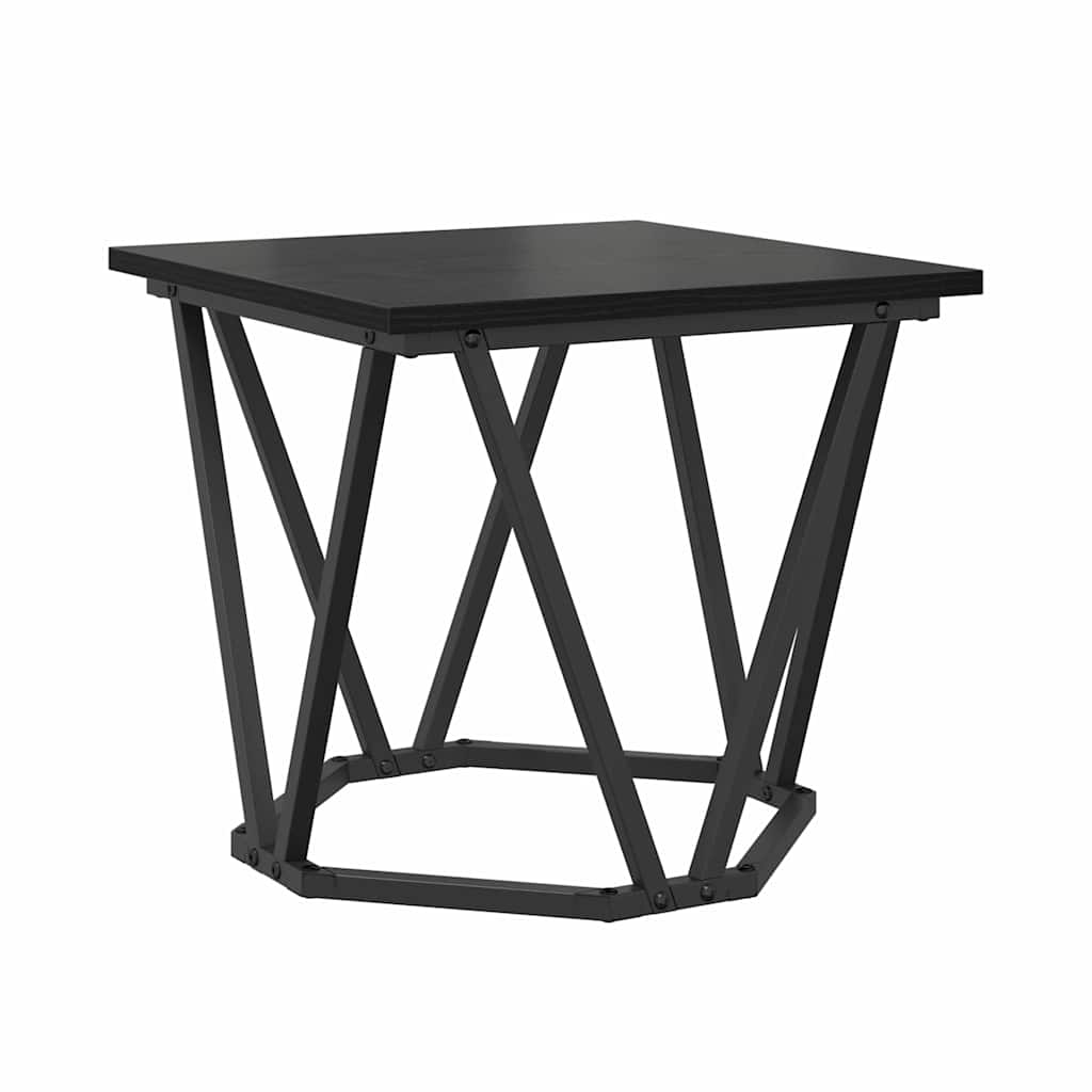 Sidebordssæt 2 pcs Sort eg 50 x 50 x 40 cm Ingeniørtræ og stål