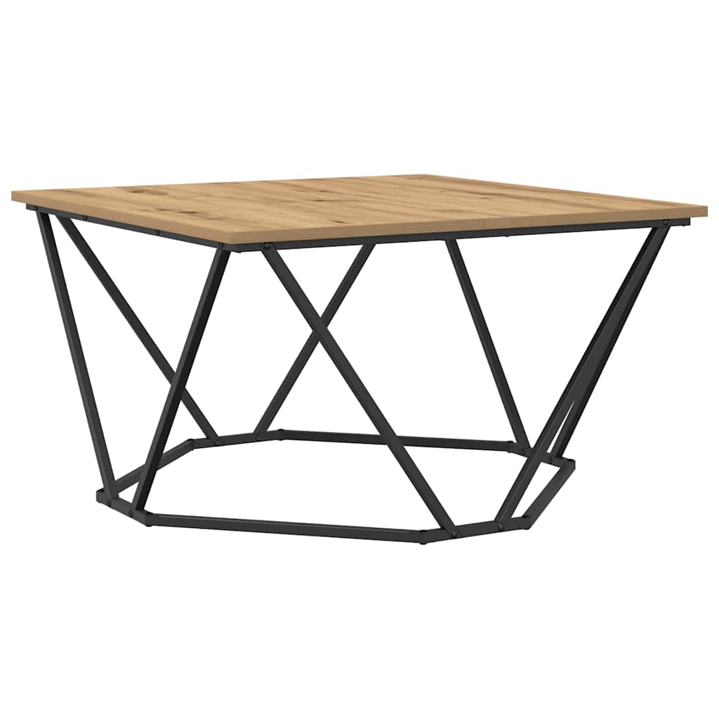 Sofabord Artisan Egetræ 80 x 80 x 45 cm Ingeniørtræ og stål