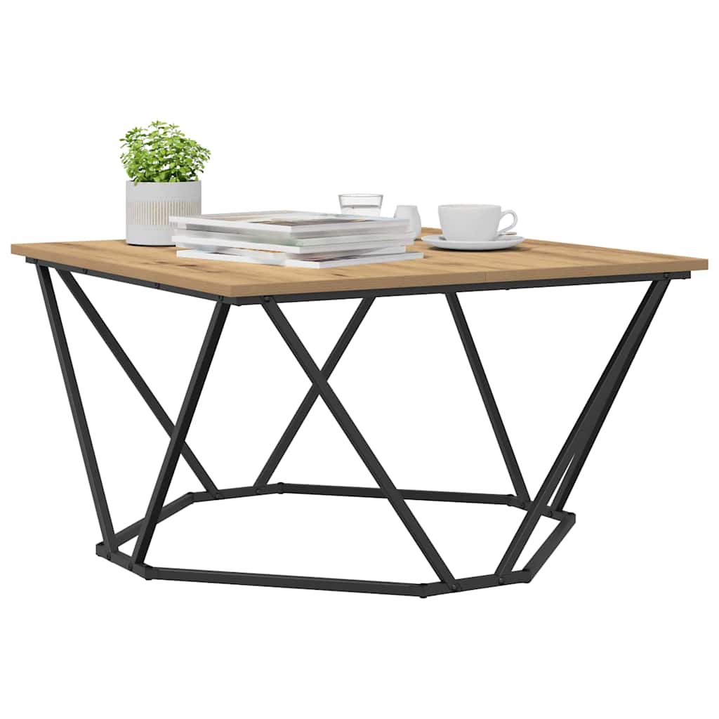 Sofabord Artisan Egetræ 80 x 80 x 45 cm Ingeniørtræ og stål