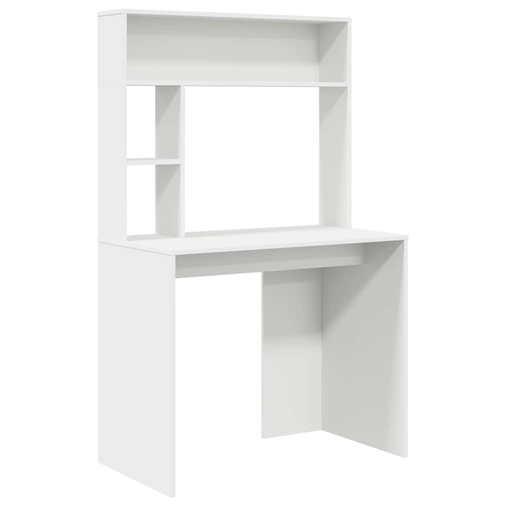 Bord med hylde Hvid 91 x 50 x 149 cm Konstrueret træ