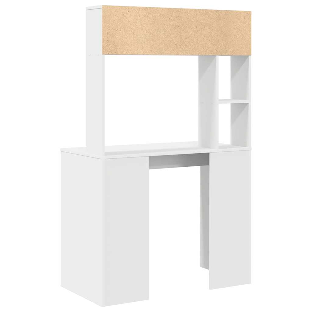 Bord med hylde Hvid 91 x 50 x 149 cm Konstrueret træ