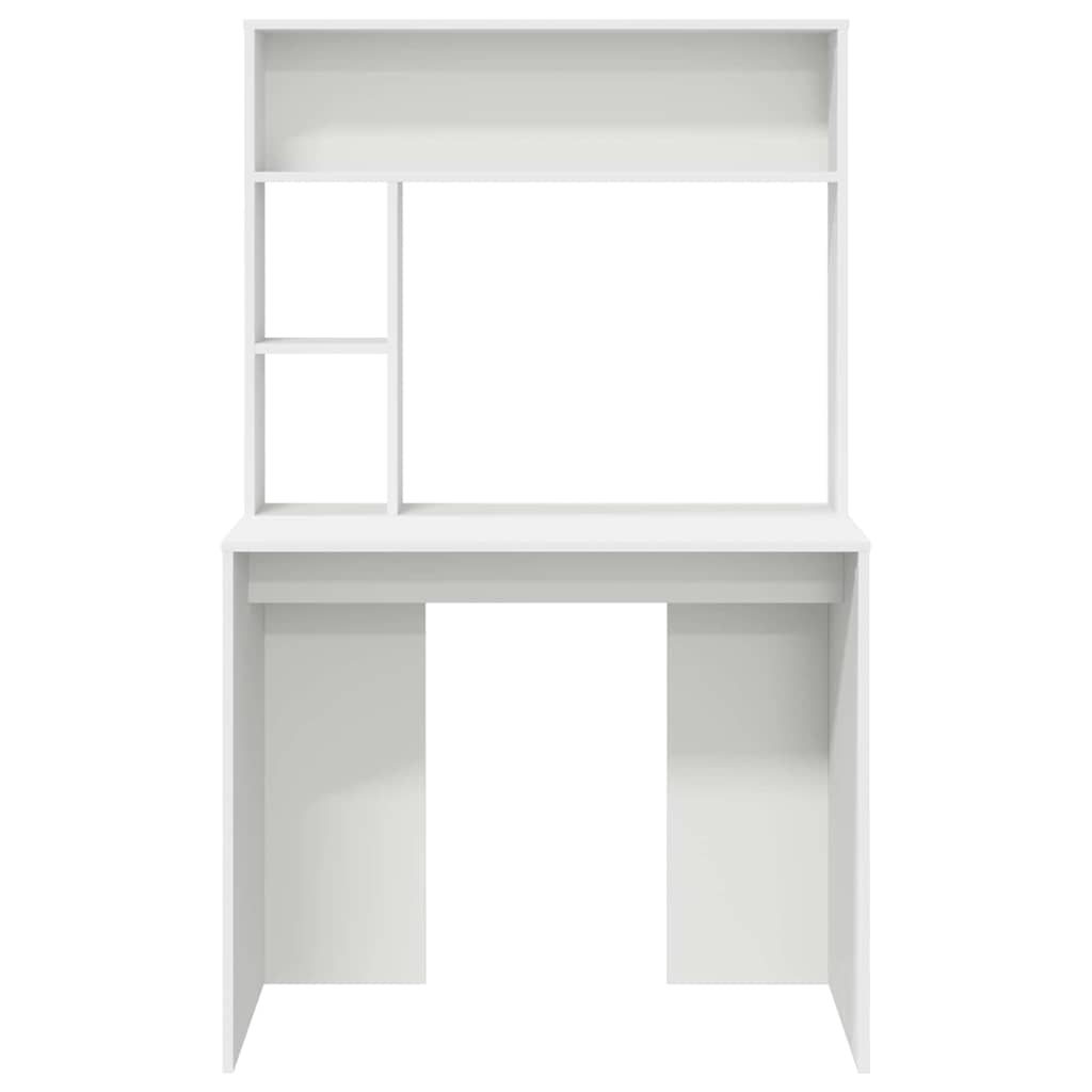 Bord med hylde Hvid 91 x 50 x 149 cm Konstrueret træ