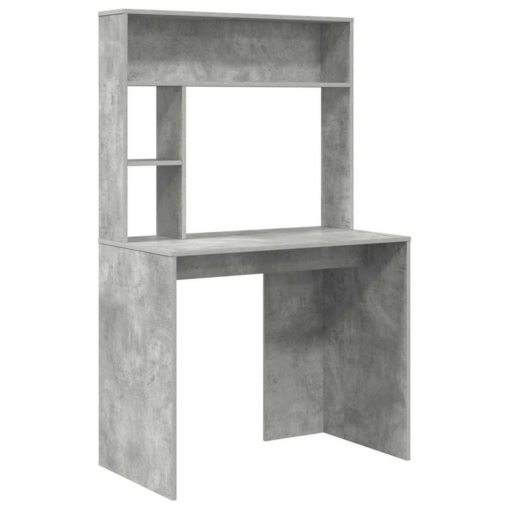 Bord med hylde Beton Grå 91 x 50 x 149 cm Konstrueret træ