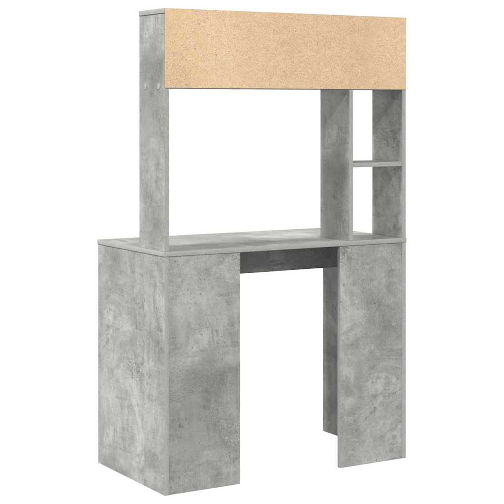 Bord med hylde Beton Grå 91 x 50 x 149 cm Konstrueret træ