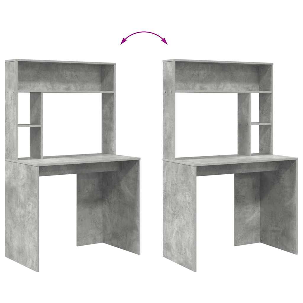 Bord med hylde Beton Grå 91 x 50 x 149 cm Konstrueret træ