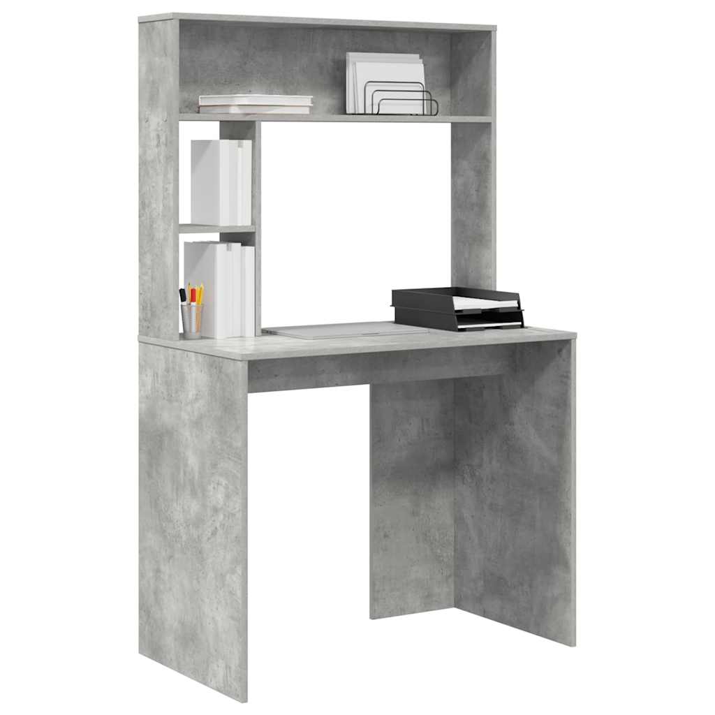 Bord med hylde Beton Grå 91 x 50 x 149 cm Konstrueret træ