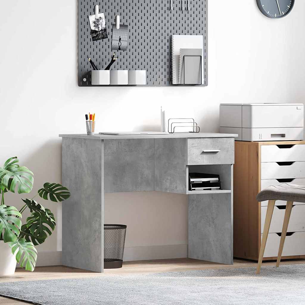 Bord med skuffe Beton Grå 90 x 49 x 75 cm Konstrueret træ