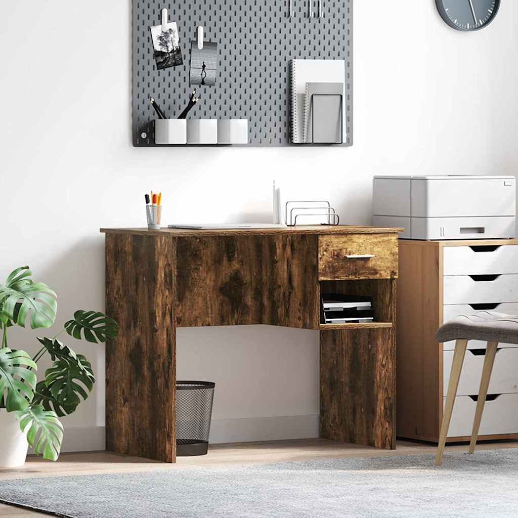 Bord med skuffe Røget eg 90 x 49 x 75 cm Konstrueret træ