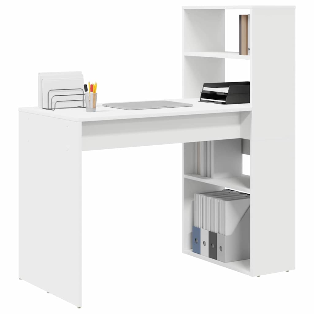 Bord med hylde Hvid 113 x 54 x 120 cm Konstrueret træ